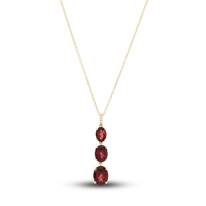Main Image 1 of Natural Rhodolite Garnet Pendant Necklace 10K Yellow Gold 18"