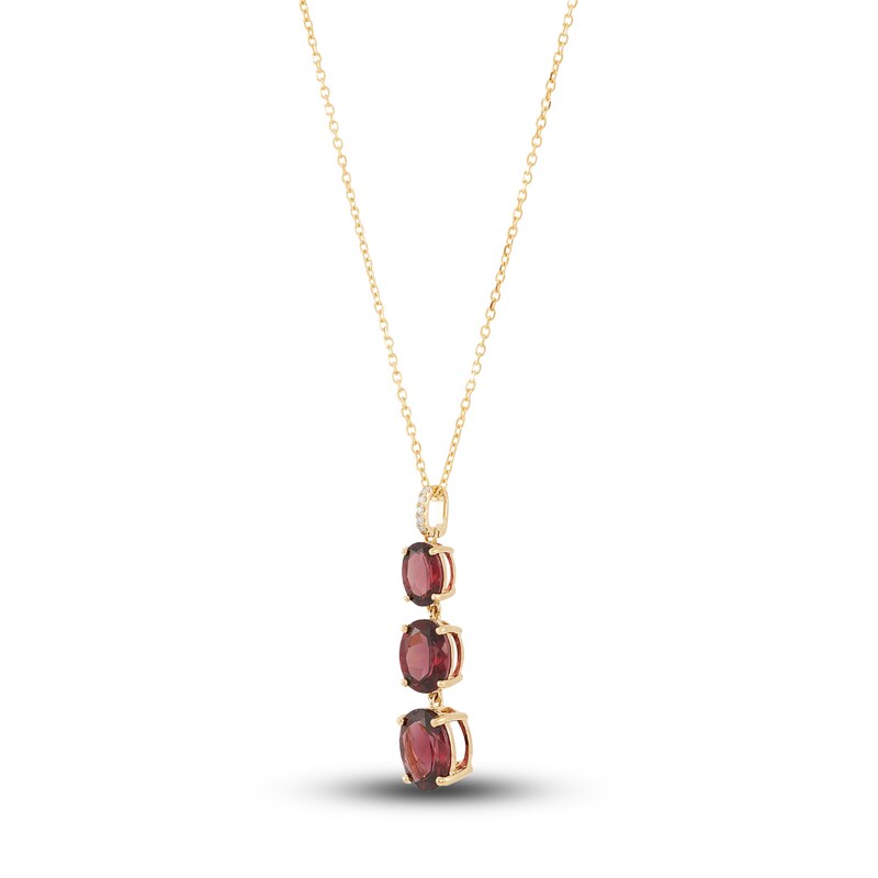 Main Image 2 of Natural Rhodolite Garnet Pendant Necklace 10K Yellow Gold 18"