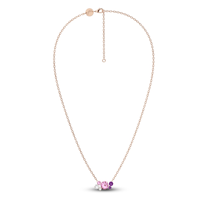 Main Image 2 of Juliette Maison Natural White Sapphire, Pink Tourmaline, Amethyst Constellation Necklace 10K Rose Gold 18"