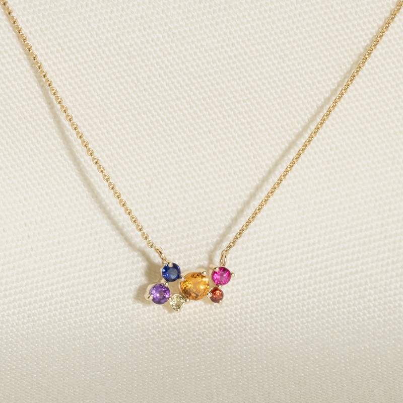 Main Image 4 of Juliette Maison Natural White Sapphire, Pink Tourmaline, Amethyst Constellation Necklace 10K Rose Gold 18"