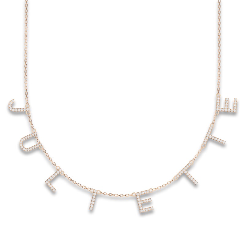 Main Image 1 of Juliette Maison Diamond Station Name Necklace 1-1/8 ct tw Round 10K Rose Gold