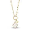 Thumbnail Image 1 of Shy Creation Natural Mother-of-Pearl Clover Necklace 1/10 ct tw Diamonds 14K Yellow Gold 18" SC55023485