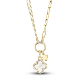 Shy Creation Natural Mother-of-Pearl Pendant Necklace 1/10 ct tw Diamonds 14K Yellow Gold 18" SC55023485 Shy Creation Natural Mother-of-Pearl Pendant Necklace 1/10 ct tw Diamonds 14K Yellow Gold 18" SC55023485