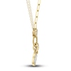 Thumbnail Image 2 of Shy Creation Natural Mother-of-Pearl Clover Necklace 1/10 ct tw Diamonds 14K Yellow Gold 18" SC55023485