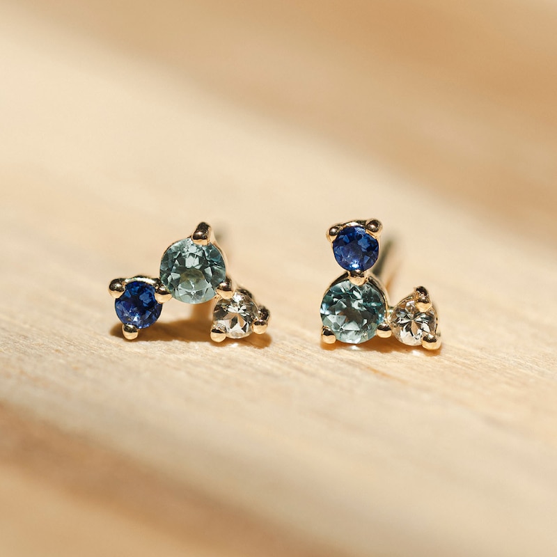 Main Image 3 of Juliette Maison Natural Multi-Gemstone Constellation Stud Earrings 10K Rose Gold