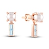 Juliette Maison Natural Aquamarine Baguette and Cultured Freshwater Pearl Earrings 10K Rose Gold