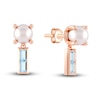 Thumbnail Image 1 of Juliette Maison Natural Aquamarine Baguette and Freshwater Cultured Pearl Earrings 10K Rose Gold