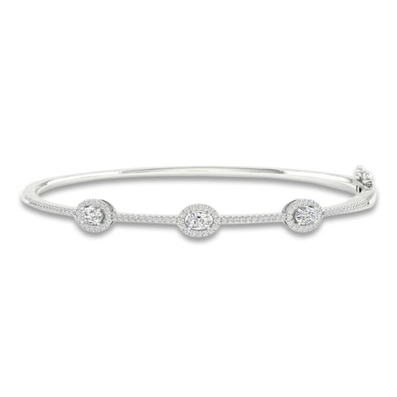 Main Image 1 of Diamond Bangle Bracelet 1 ct tw Oval/Round 14K White Gold