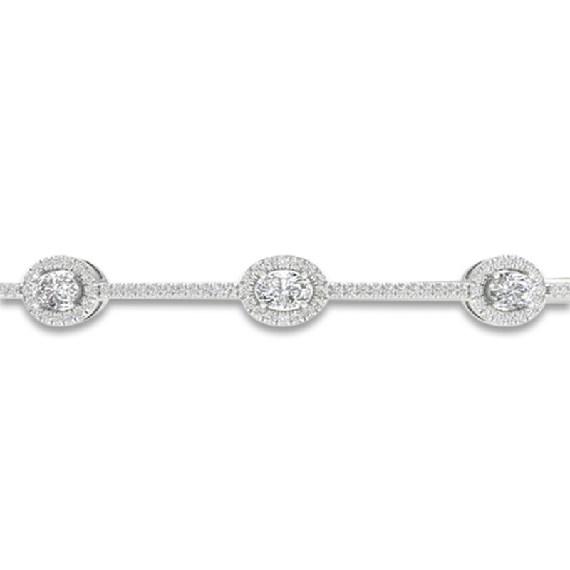 Main Image 2 of Diamond Bangle Bracelet 1 ct tw Oval/Round 14K White Gold
