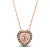 Thumbnail Image 1 of Le Vian Natural Morganite Heart Pendant Necklace 1/2 ct tw Diamonds 14K Strawberry Gold 19"