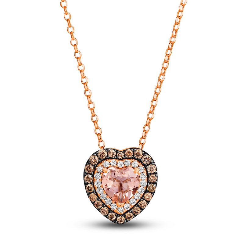 Le Vian Natural Morganite Heart Pendant Necklace 1/2 ct tw Diamonds 14K Strawberry Gold 19"