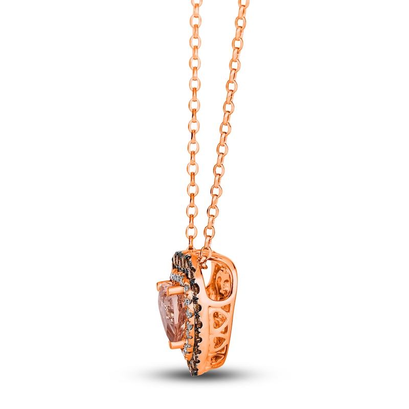 Main Image 2 of Le Vian Natural Morganite Heart Pendant Necklace 1/2 ct tw Diamonds 14K Strawberry Gold 19"