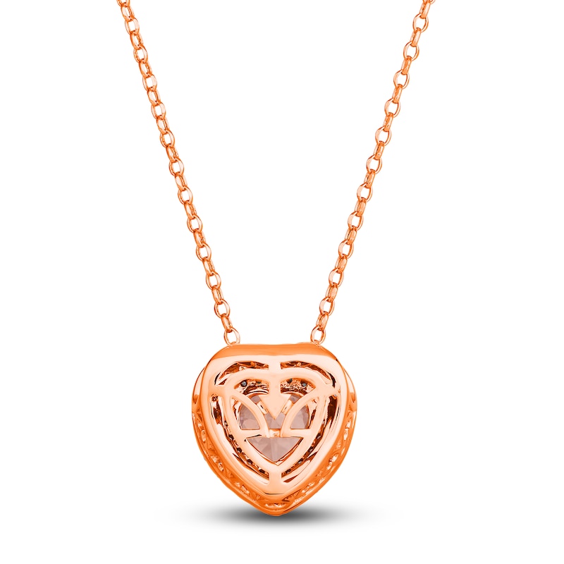 Main Image 3 of Le Vian Natural Morganite Heart Pendant Necklace 1/2 ct tw Diamonds 14K Strawberry Gold 19"
