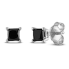 Black Diamond Solitaire Stud Earrings 1/2 ct tw Princess 10K White Gold