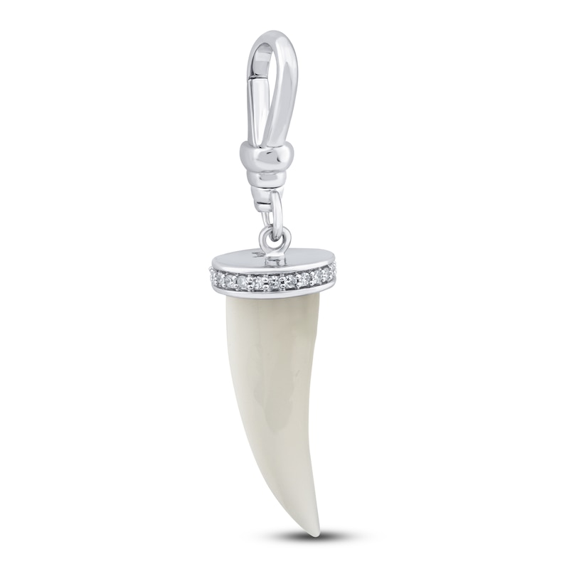 Main Image 2 of Charm'd by Lulu Frost 10K White Gold 1/10 ct tw Diamond Halo 15MM Moonstone Fearless Charm