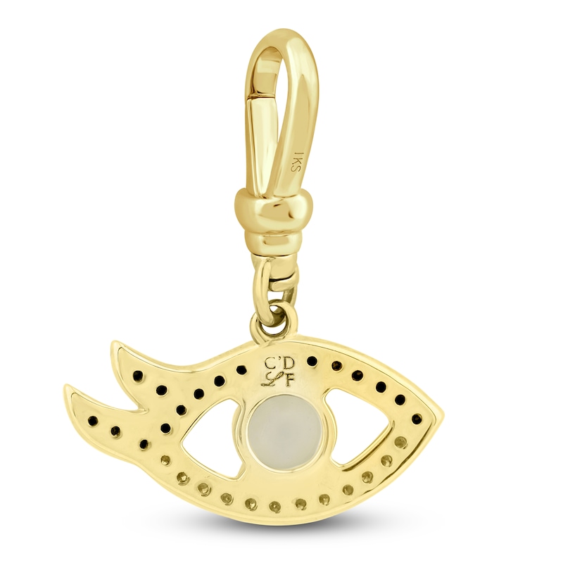Main Image 2 of Charm'd by Lulu Frost 10K Yellow Gold 1/4 ct tw Black and White Diamond Opal Vision Charm