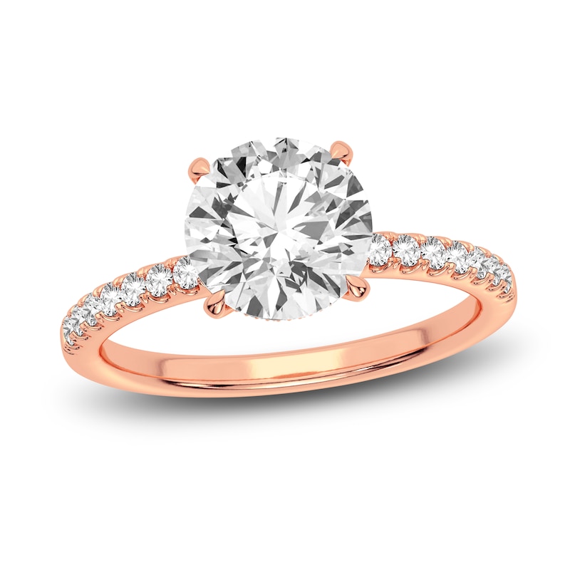 Lab-Created Diamond Engagement Ring 2-1/4 ct tw Round 14K Rose Gold