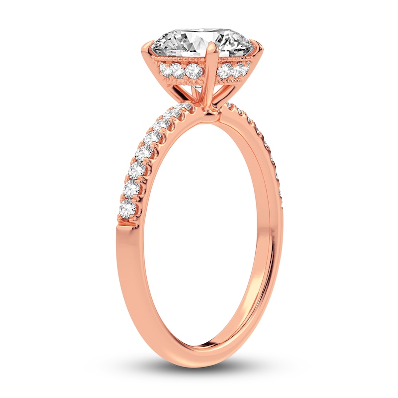 Lab-Created Diamond Engagement Ring 2-1/4 ct tw Round 14K Rose Gold