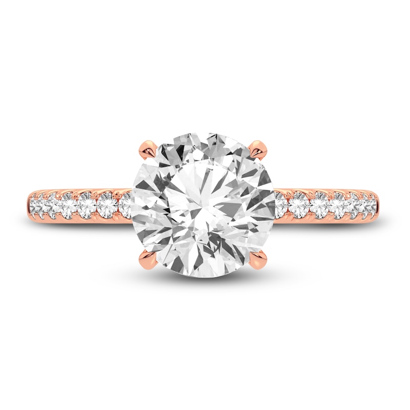 Main Image 3 of Lab-Grown Diamond Engagement Ring 2-1/4 ct tw Round 14K Rose Gold