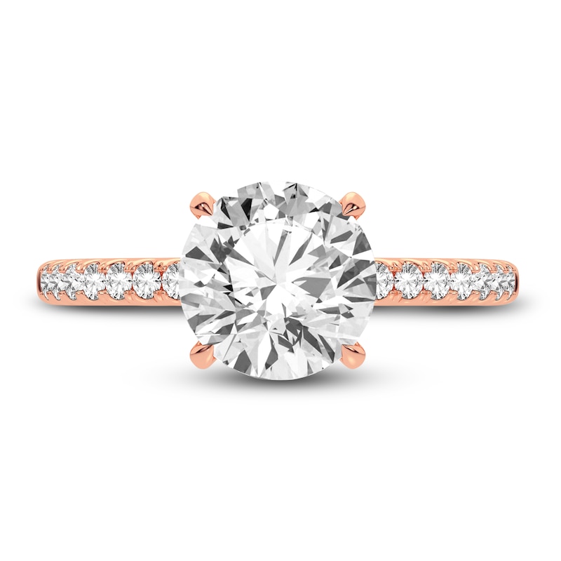 Lab-Created Diamond Engagement Ring 2-1/4 ct tw Round 14K Rose Gold