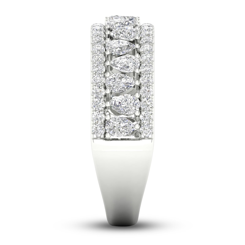 Main Image 3 of Diamond Anniversary Band 1 ct tw Pear/Round 14K White Gold