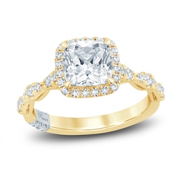 Pnina Tornai Diamond Engagement Ring 2-1/2 ct tw Cushion/Round 14K Yellow Gold