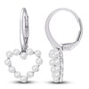 Cultured Freshwater Pearl Heart Earrings 14K White Gold