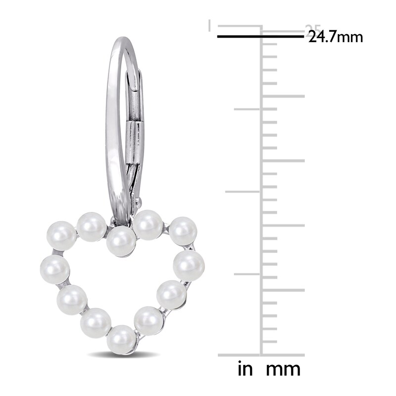 Cultured Freshwater Pearl Heart Earrings 14K White Gold