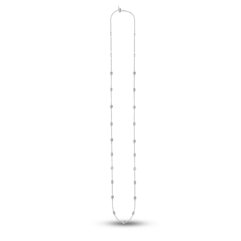 Main Image 4 of Kallati Diamond Necklace 5/8 ct tw Baguette/Round/Princess 14K White Gold 18.5"