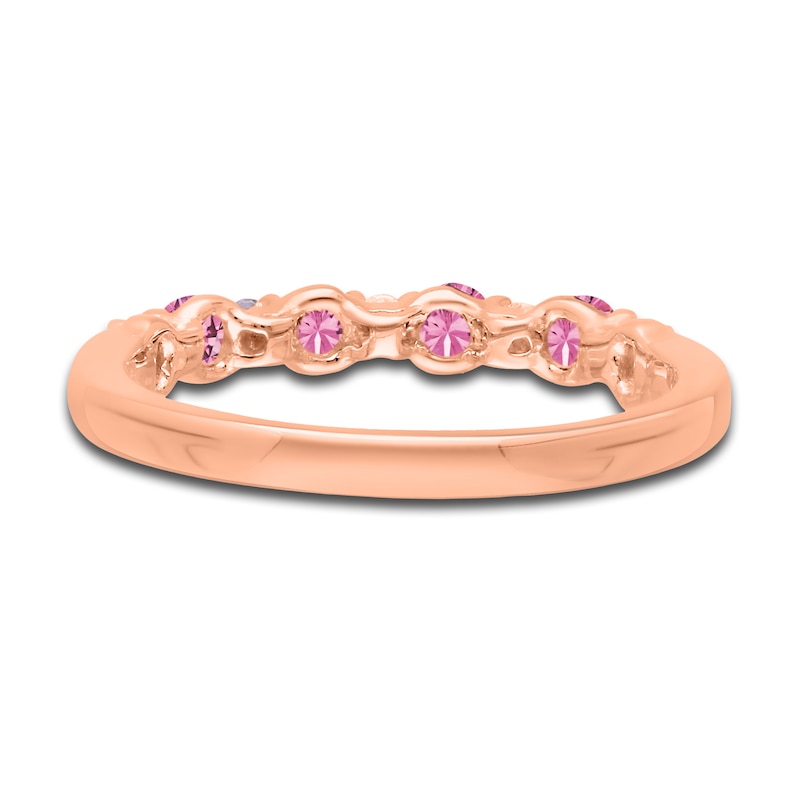 Main Image 4 of Kallati Round-Cut Natural Pink Sapphire Ring 1/10 ct tw Diamonds 14K Rose Gold