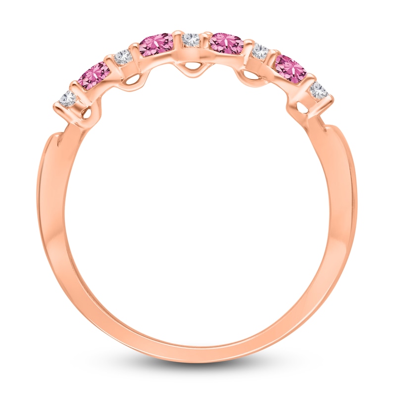 Main Image 5 of Kallati Round-Cut Natural Pink Sapphire Ring 1/10 ct tw Diamonds 14K Rose Gold