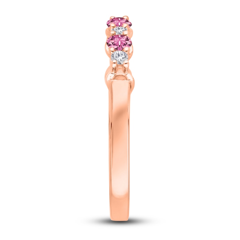 Main Image 6 of Kallati Round-Cut Natural Pink Sapphire Ring 1/10 ct tw Diamonds 14K Rose Gold