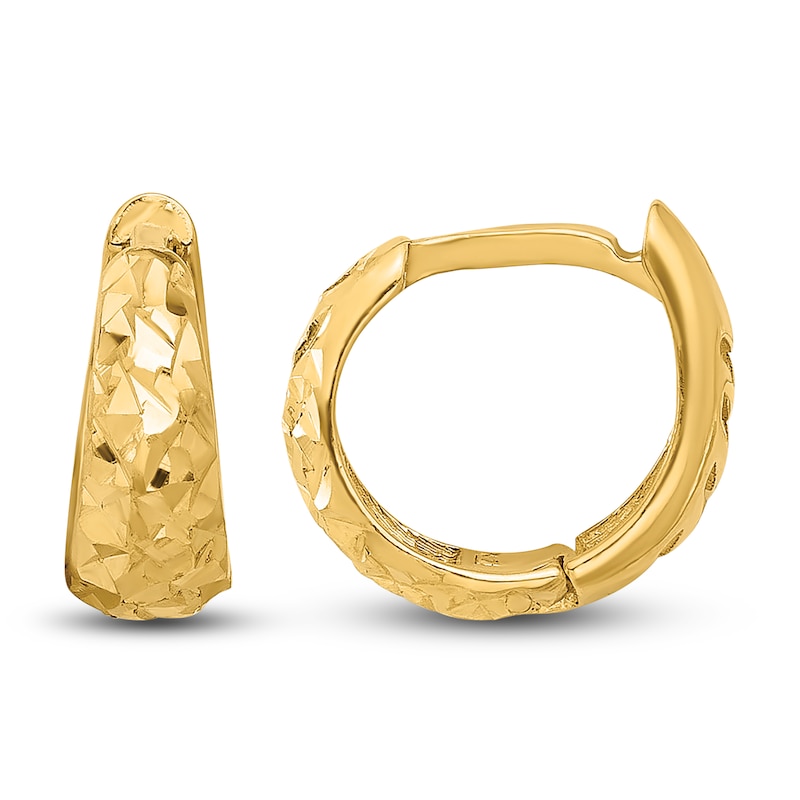 Main Image 1 of Textured Hoop Earrings 14K Yellow Gold 11mm