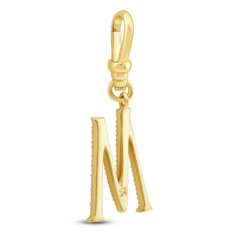 Main Image 2 of Charm'd by Lulu Frost Diamond Letter M Charm 1/8 ct tw Pavé Round 10K Yellow Gold