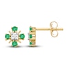 Natural Emerald Earrings Diamond Accents 14K Yellow Gold