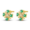 Natural Emerald Earrings Diamond Accents 14K Yellow Gold