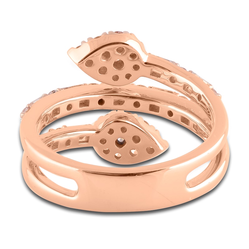 Main Image 3 of Pink & White Diamond Wrap Ring 1 ct tw Round/Baguette 14K Rose Gold