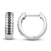 Thumbnail Image 1 of White & Black Diamond Huggie Earrings 1/4 ct tw Round 14K White Gold