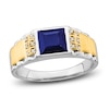 Thumbnail Image 1 of Men's Blue Lab-Created Sapphire Ring 1/20 ct tw Diamonds 14K Two-Tone Gold