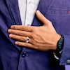 Thumbnail Image 2 of Men's Blue Lab-Created Sapphire Ring 1/20 ct tw Diamonds 14K Two-Tone Gold
