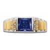 Thumbnail Image 3 of Men's Blue Lab-Created Sapphire Ring 1/20 ct tw Diamonds 14K Two-Tone Gold