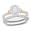 Thumbnail Image 0 of Y-Knot Diamond Bridal Set 3/4 ct tw Pear/Round 14K Two-Tone Gold