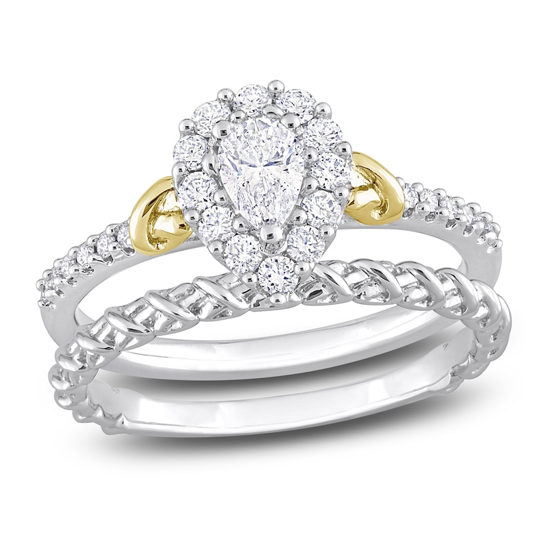 Main Image 1 of Y-Knot Diamond Bridal Set 3/4 ct tw Pear/Round 14K Two-Tone Gold