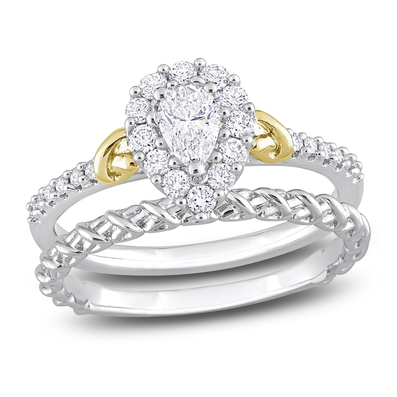 Y-Knot Diamond Bridal Set 3/4 ct tw Pear/Round 14K Two-Tone Gold