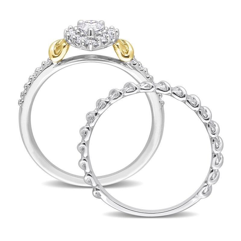 Y-Knot Diamond Bridal Set 3/4 ct tw Pear/Round 14K Two-Tone Gold