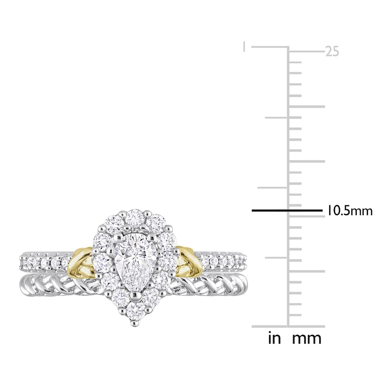 Main Image 4 of Y-Knot Diamond Bridal Set 3/4 ct tw Pear/Round 14K Two-Tone Gold