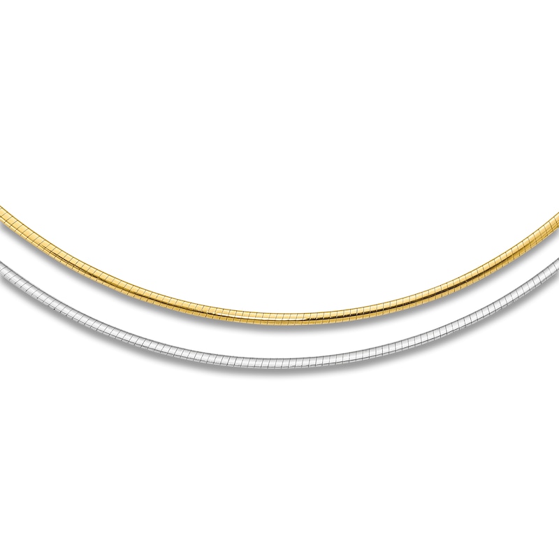 Main Image 1 of Reversible Omega Chain Necklace 14K Two-Tone Gold 18" 2.0mm