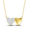 Thumbnail Image 1 of Diamond Double Heart Necklace 1/8 ct tw Round 10K Yellow Gold 18"