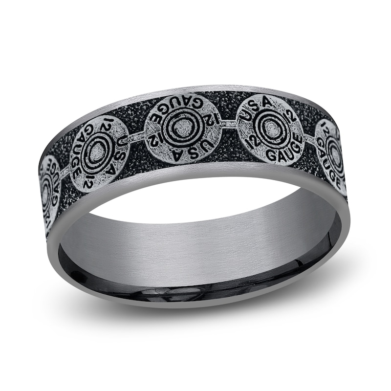 Main Image 1 of Men's Bullet Wedding Band 14K White Gold/Tantalum 7.5mm