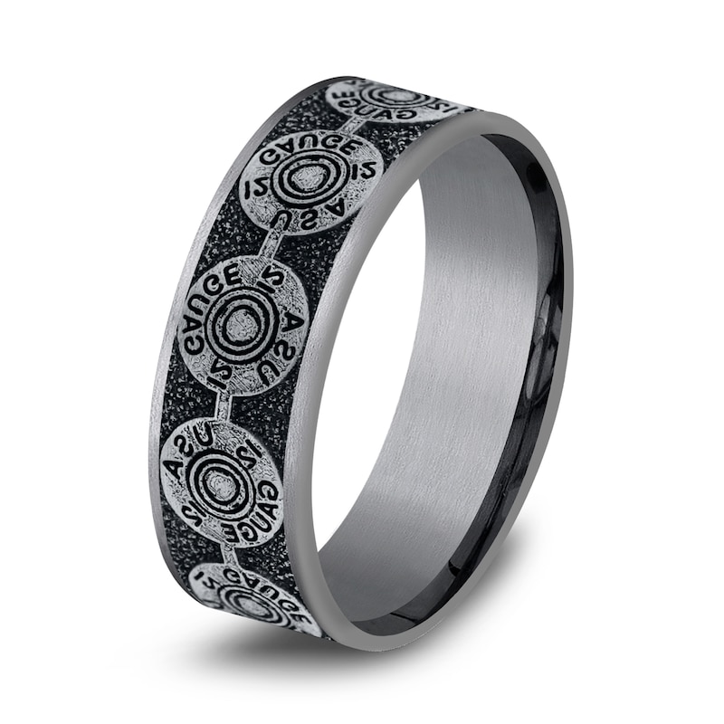 Main Image 2 of Men's Bullet Wedding Band 14K White Gold/Tantalum 7.5mm